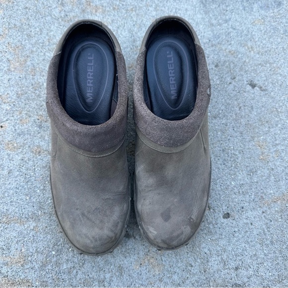 Merrell Drizzle Slip On Taupe Leather Clogs Mules with Studs Size 8 - Picture 3 of 8